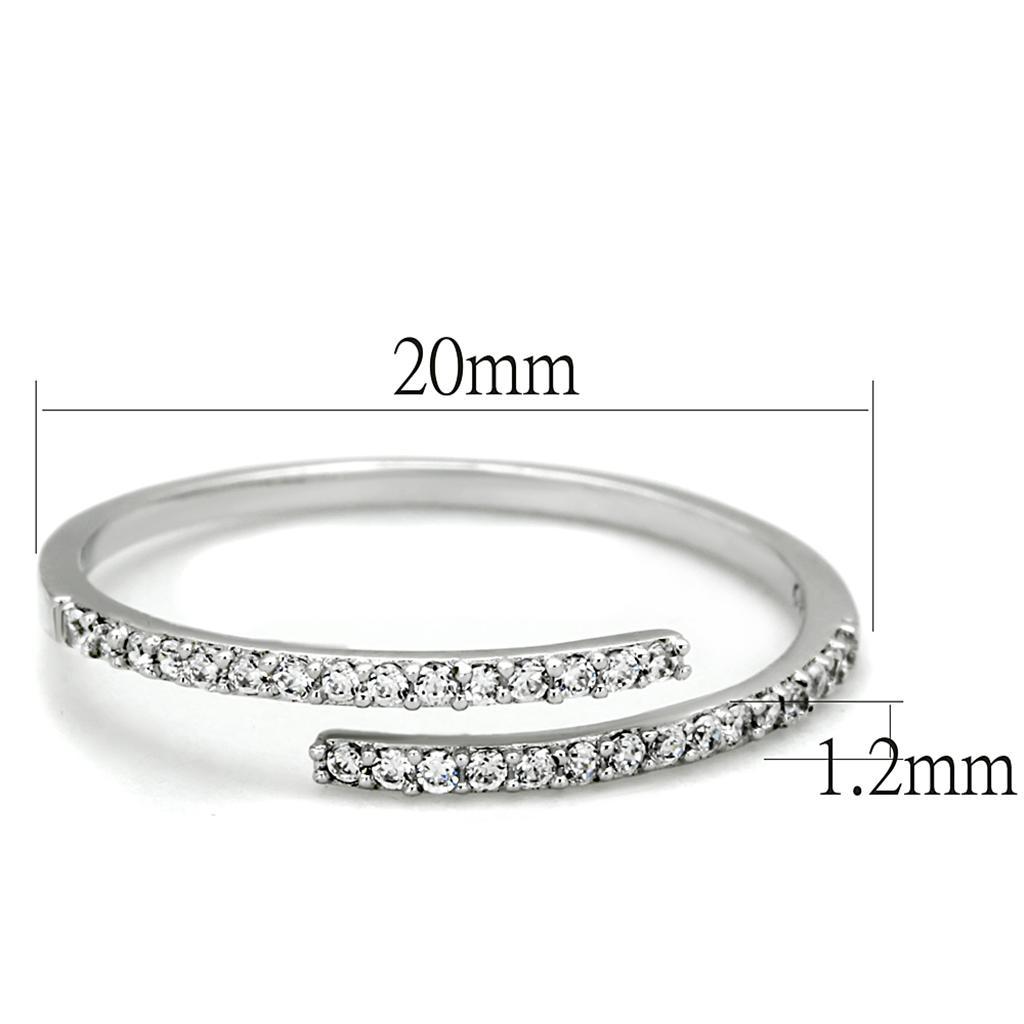 TS204 - Rhodium 925 Sterling Silver Ring with AAA Grade CZ  in Clear - Joyeria Lady