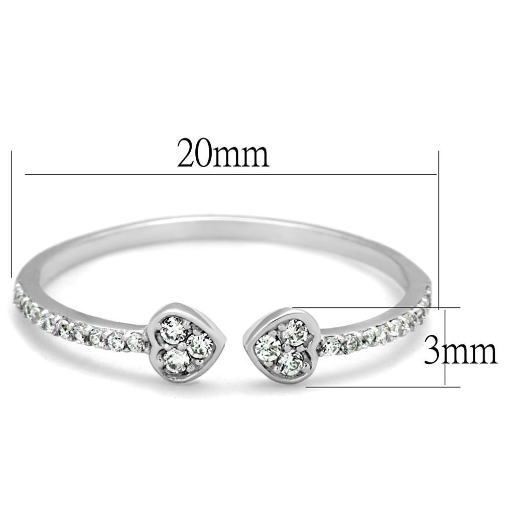 TS205 - Rhodium 925 Sterling Silver Ring with AAA Grade CZ  in Clear - Joyeria Lady