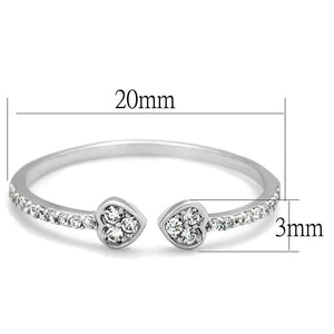 TS205 - Rhodium 925 Sterling Silver Ring with AAA Grade CZ  in Clear