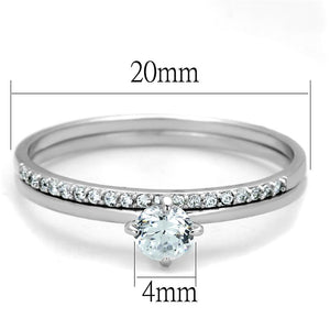 TS206 - Rhodium 925 Sterling Silver Ring with AAA Grade CZ  in Clear