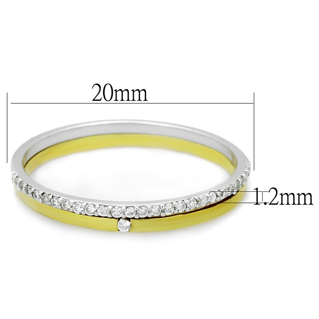 TS207 - Gold+Rhodium 925 Sterling Silver Ring with AAA Grade CZ  in Clear - Joyeria Lady