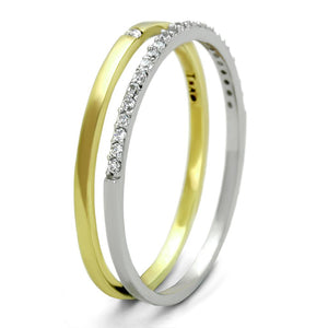 TS207 - Gold+Rhodium 925 Sterling Silver Ring with AAA Grade CZ  in Clear
