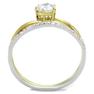 TS209 - Gold+Rhodium 925 Sterling Silver Ring with AAA Grade CZ  in Clear