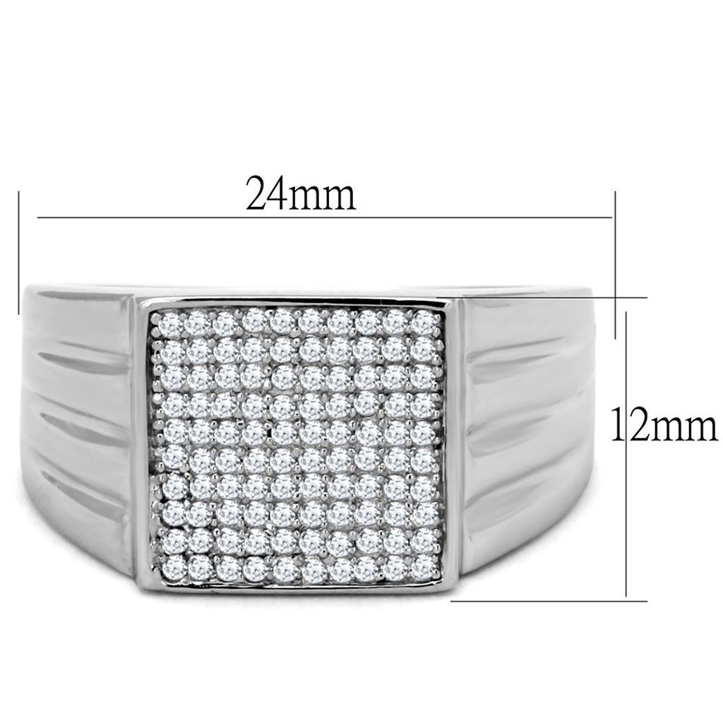 TS214 - Rhodium 925 Sterling Silver Ring with AAA Grade CZ  in Clear - Joyeria Lady