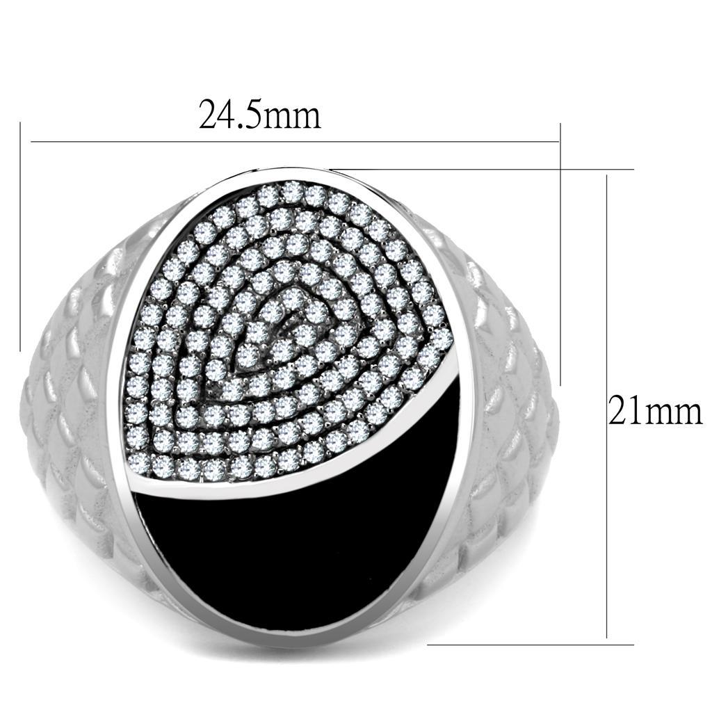TS216 - Rhodium 925 Sterling Silver Ring with AAA Grade CZ  in Clear - Joyeria Lady