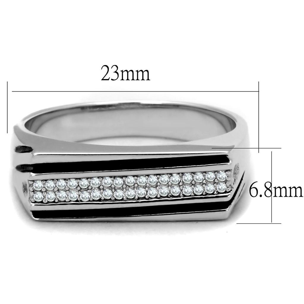 TS217 - Rhodium 925 Sterling Silver Ring with AAA Grade CZ  in Clear - Joyeria Lady