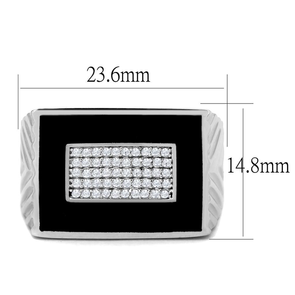 TS220 - Rhodium 925 Sterling Silver Ring with AAA Grade CZ  in Clear - Joyeria Lady