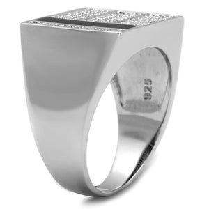 TS222 - Rhodium 925 Sterling Silver Ring with AAA Grade CZ  in Clear