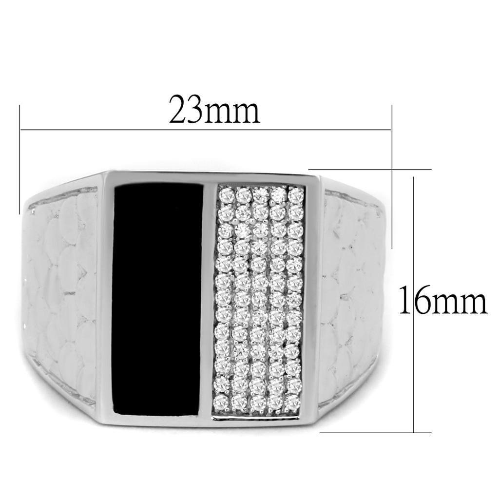 TS226 - Rhodium 925 Sterling Silver Ring with AAA Grade CZ  in Clear - Joyeria Lady