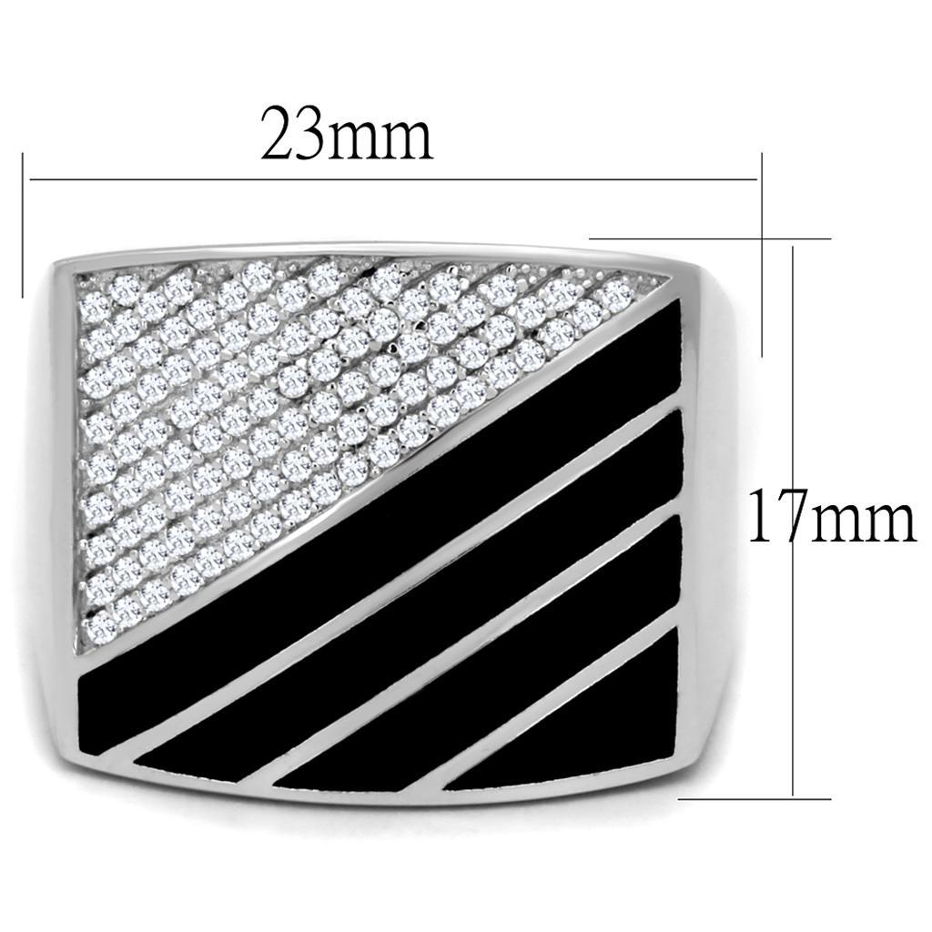 TS227 - Rhodium 925 Sterling Silver Ring with AAA Grade CZ  in Clear - Joyeria Lady