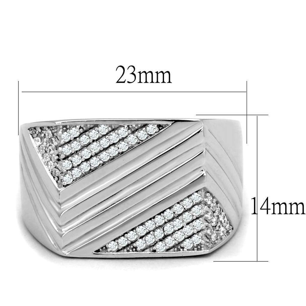 TS230 - Rhodium 925 Sterling Silver Ring with AAA Grade CZ  in Clear - Joyeria Lady