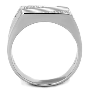 TS230 - Rhodium 925 Sterling Silver Ring with AAA Grade CZ  in Clear