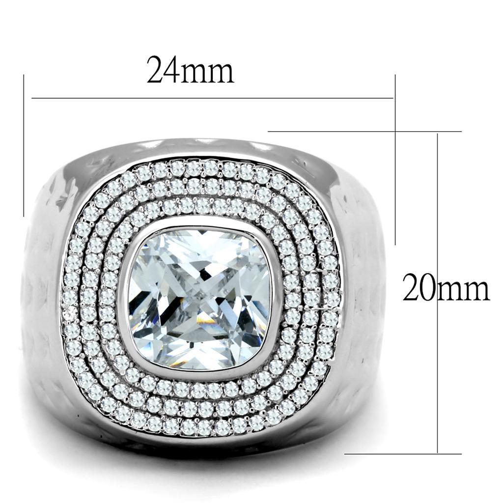 TS231 - Rhodium 925 Sterling Silver Ring with AAA Grade CZ  in Clear - Joyeria Lady
