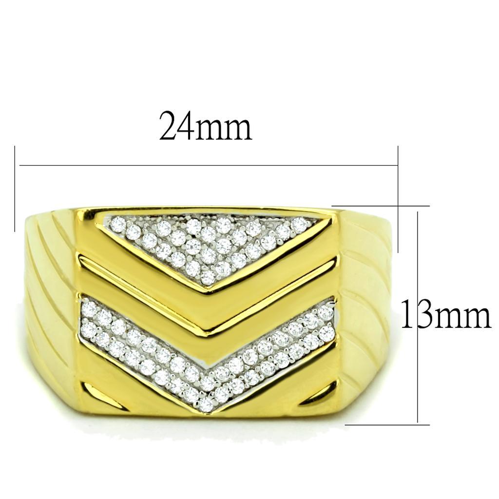 TS234 - Gold+Rhodium 925 Sterling Silver Ring with AAA Grade CZ  in Clear - Joyeria Lady