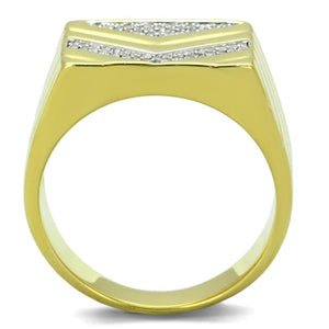 TS234 - Gold+Rhodium 925 Sterling Silver Ring with AAA Grade CZ  in Clear