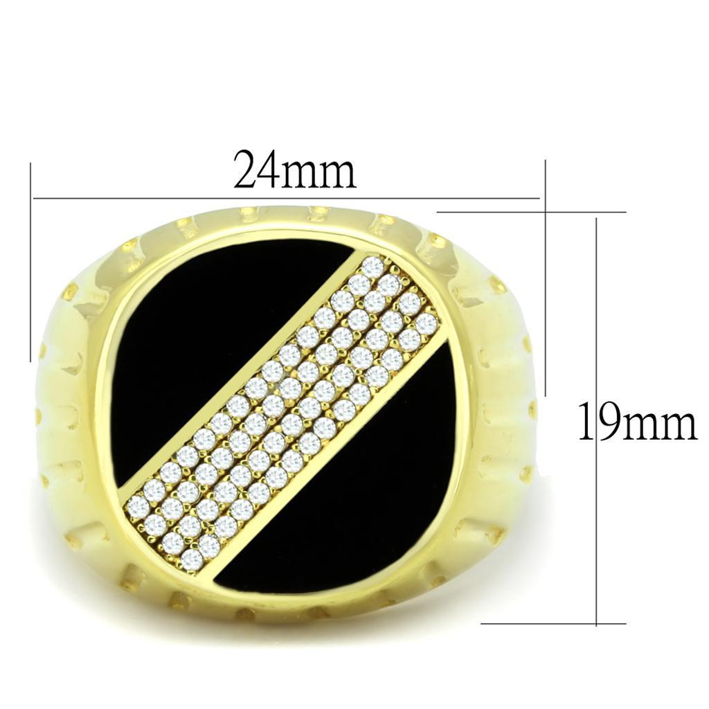 TS235 - Gold 925 Sterling Silver Ring with AAA Grade CZ  in Clear - Joyeria Lady