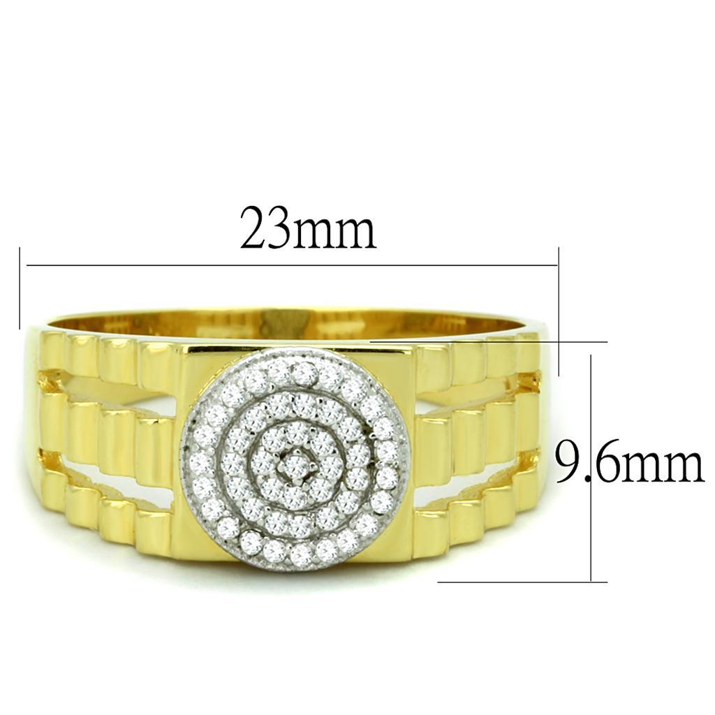 TS237 - Gold+Rhodium 925 Sterling Silver Ring with AAA Grade CZ  in Clear - Joyeria Lady