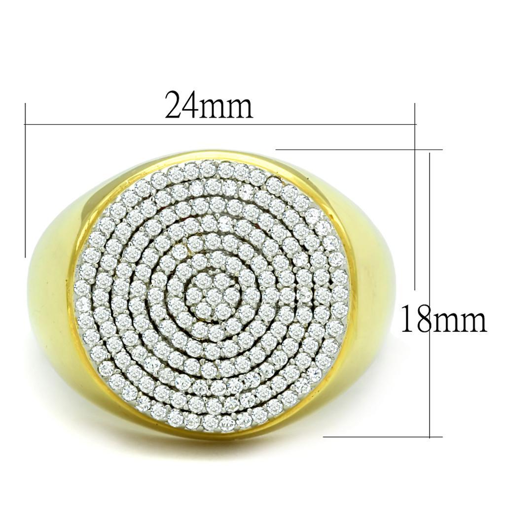 TS238 - Gold+Rhodium 925 Sterling Silver Ring with AAA Grade CZ  in Clear - Joyeria Lady