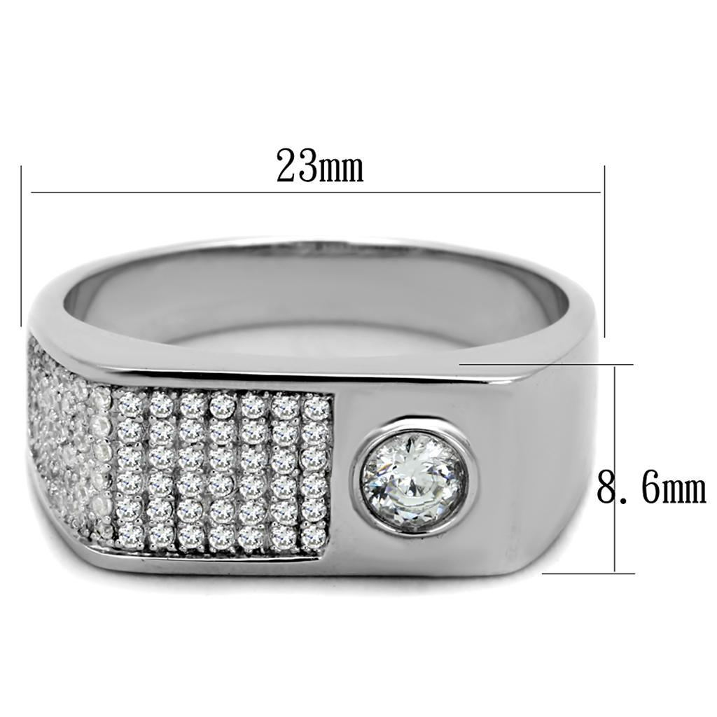 TS239 - Rhodium 925 Sterling Silver Ring with AAA Grade CZ  in Clear - Joyeria Lady