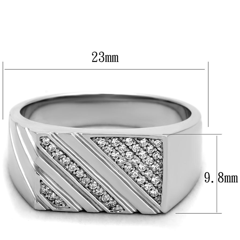TS240 - Rhodium 925 Sterling Silver Ring with AAA Grade CZ  in Clear - Joyeria Lady
