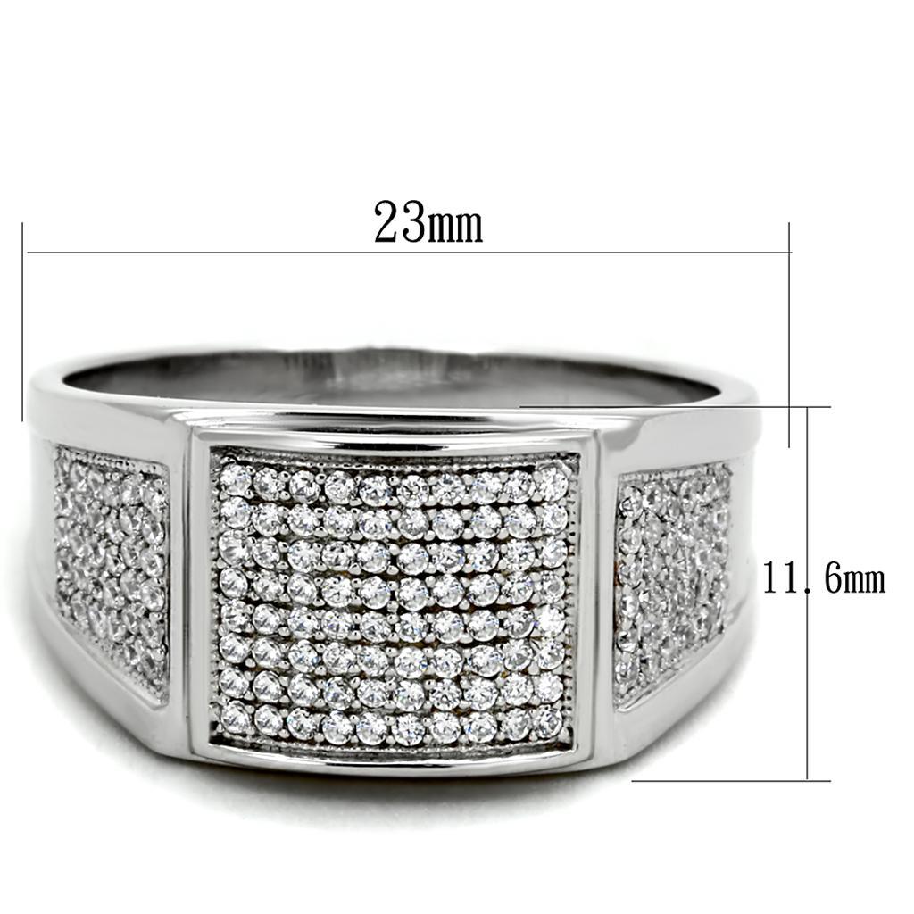 TS241 - Rhodium 925 Sterling Silver Ring with AAA Grade CZ  in Clear - Joyeria Lady