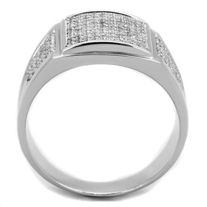 TS241 - Rhodium 925 Sterling Silver Ring with AAA Grade CZ  in Clear