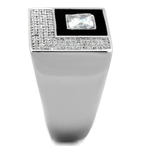 TS242 - Rhodium 925 Sterling Silver Ring with AAA Grade CZ  in Clear