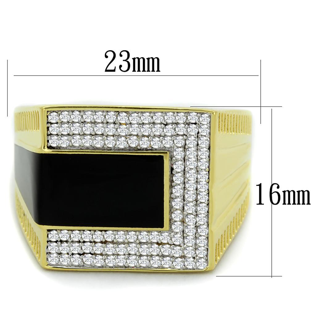 TS245 - Gold+Rhodium 925 Sterling Silver Ring with AAA Grade CZ  in Clear - Joyeria Lady