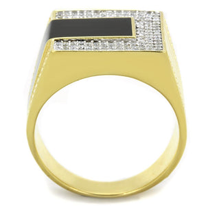TS245 - Gold+Rhodium 925 Sterling Silver Ring with AAA Grade CZ  in Clear