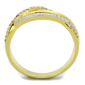 TS252 - Gold+Rhodium 925 Sterling Silver Ring with AAA Grade CZ  in Champagne