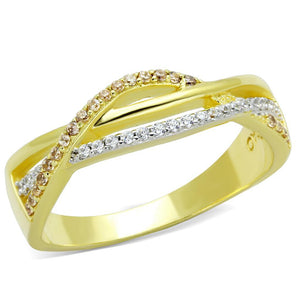 TS252 - Gold+Rhodium 925 Sterling Silver Ring with AAA Grade CZ  in Champagne
