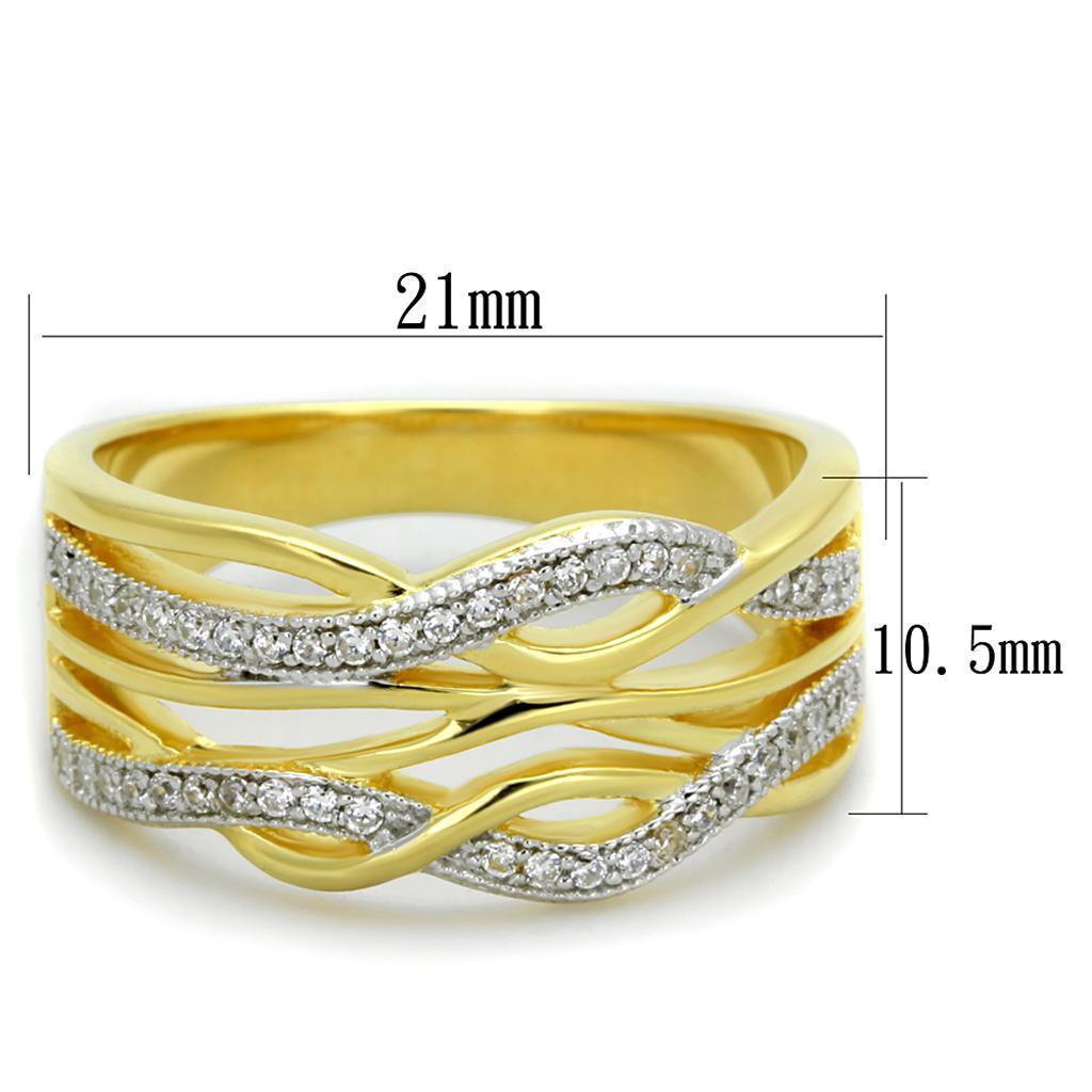 TS253 - Gold+Rhodium 925 Sterling Silver Ring with AAA Grade CZ  in Clear - Joyeria Lady