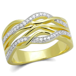 TS253 - Gold+Rhodium 925 Sterling Silver Ring with AAA Grade CZ  in Clear