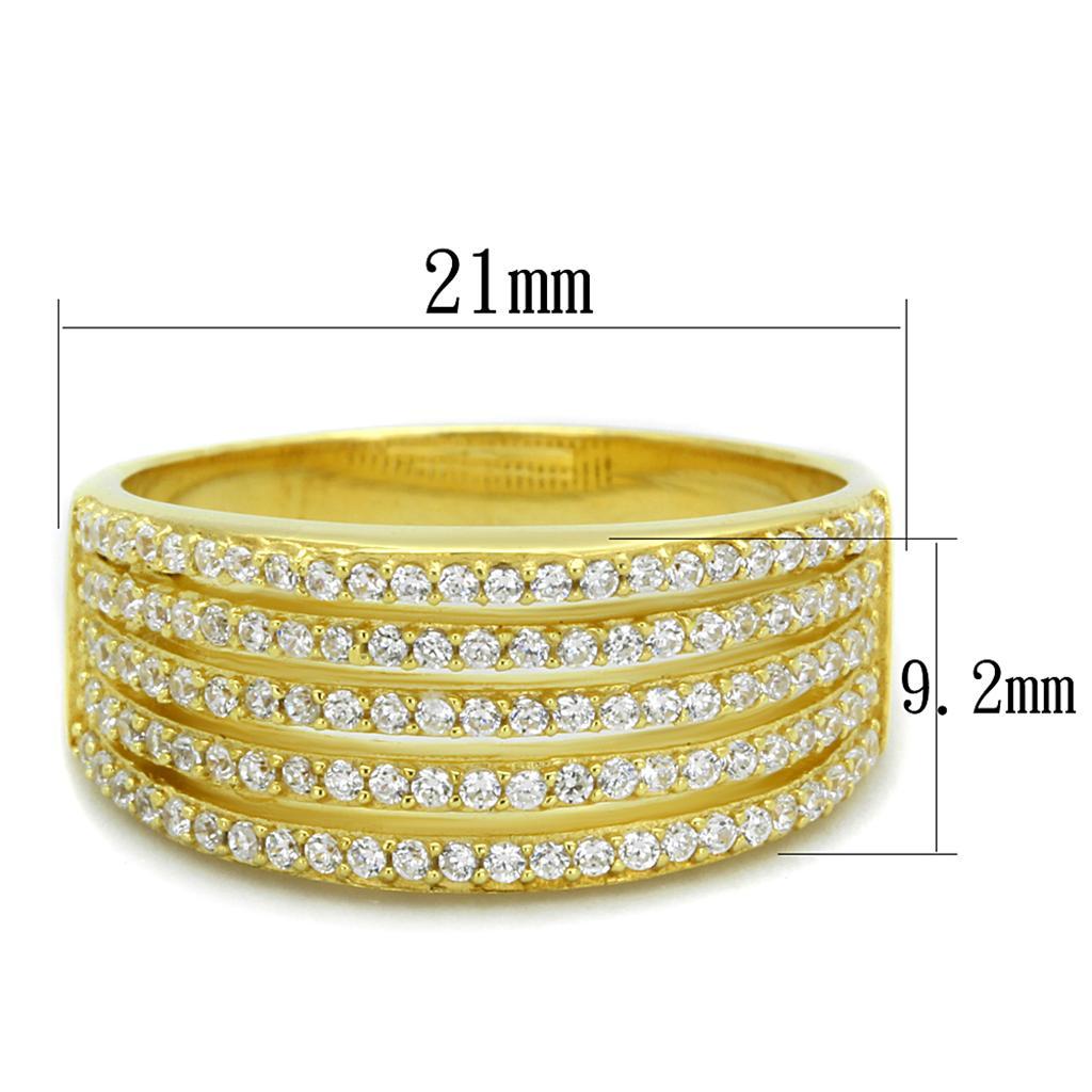 TS254 - Gold 925 Sterling Silver Ring with AAA Grade CZ  in Clear - Joyeria Lady