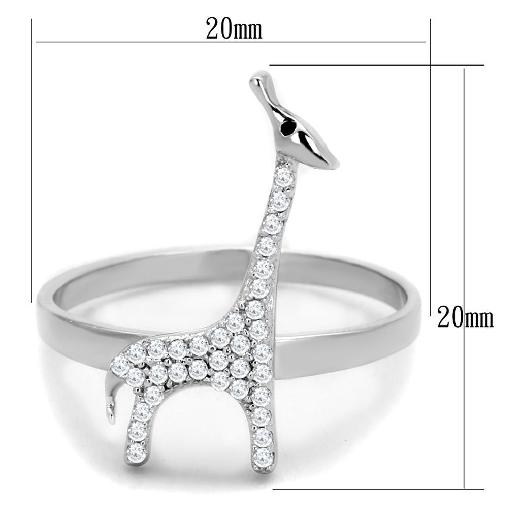 TS255 - Rhodium 925 Sterling Silver Ring with AAA Grade CZ  in Clear - Joyeria Lady