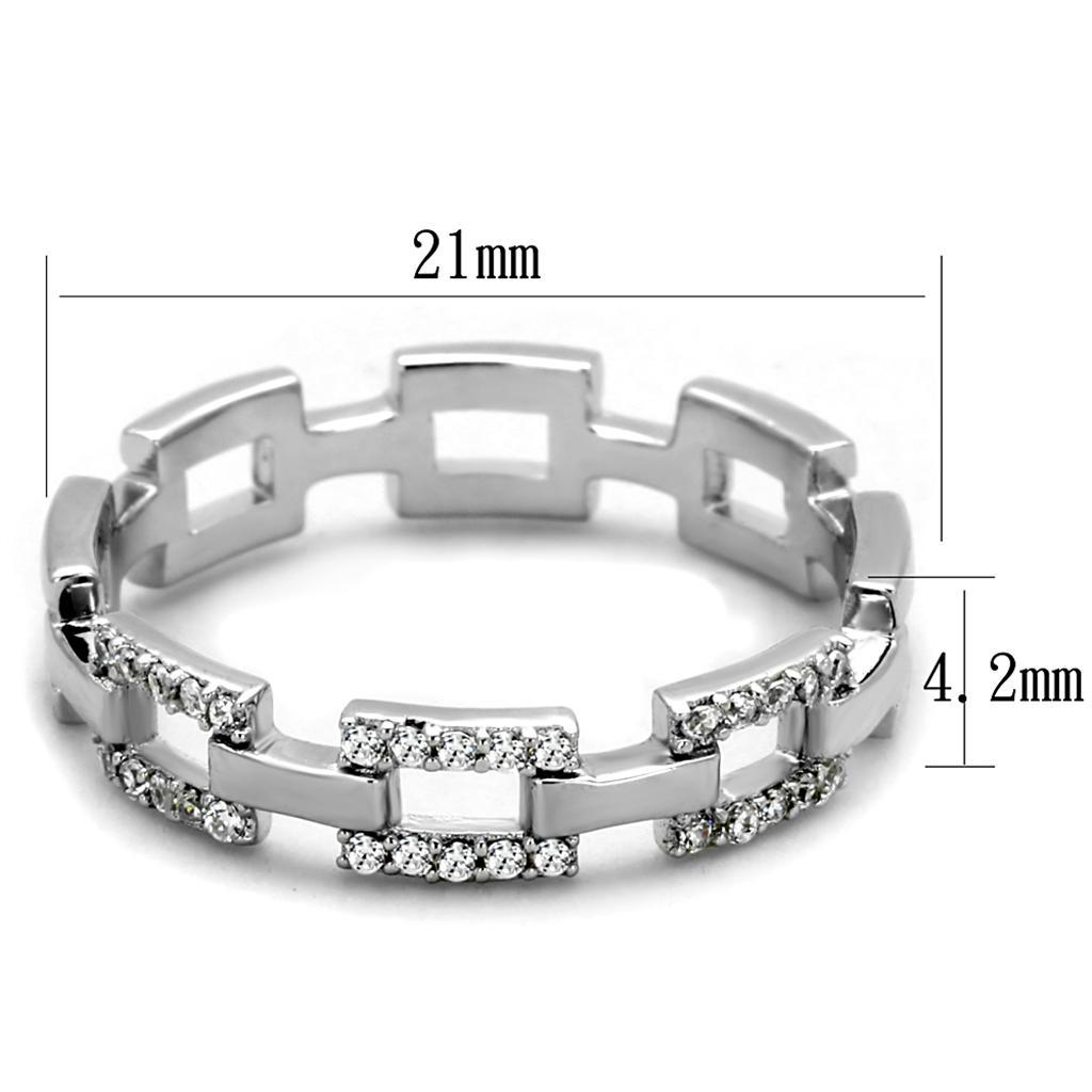 TS257 - Rhodium 925 Sterling Silver Ring with AAA Grade CZ  in Clear - Joyeria Lady