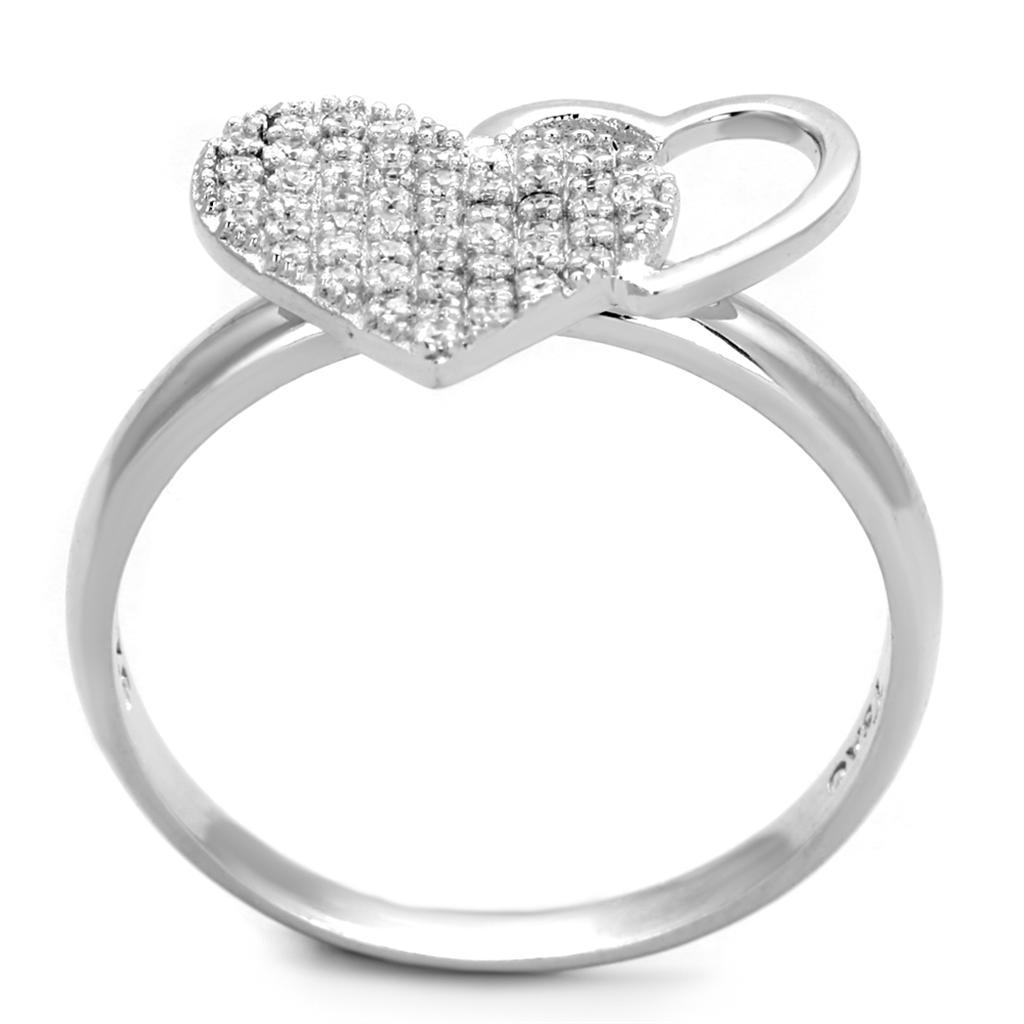 TS260 - Rhodium 925 Sterling Silver Ring with AAA Grade CZ  in Clear - Joyeria Lady