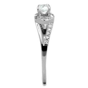 TS263 - Rhodium 925 Sterling Silver Ring with AAA Grade CZ  in Clear
