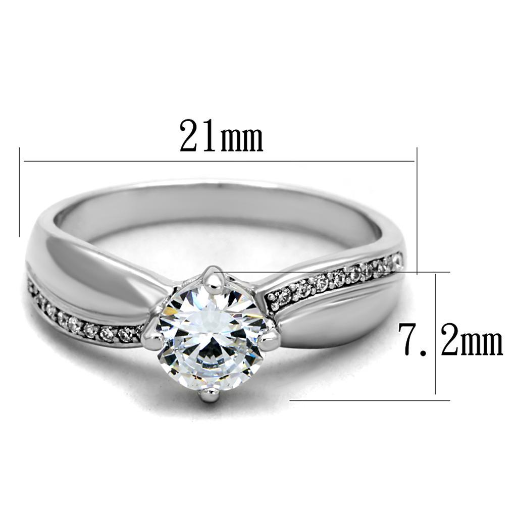 TS264 - Rhodium 925 Sterling Silver Ring with AAA Grade CZ  in Clear - Joyeria Lady