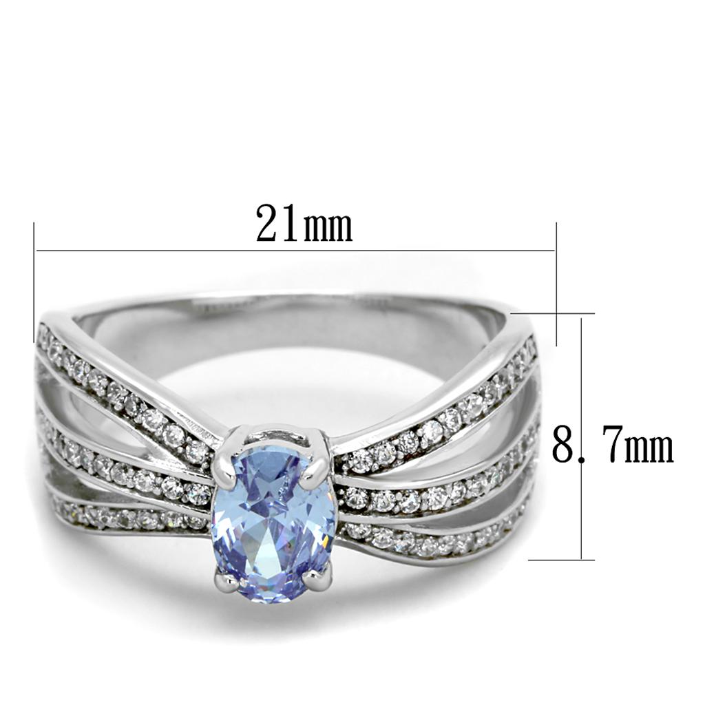 TS265 - Rhodium 925 Sterling Silver Ring with AAA Grade CZ  in Light Amethyst - Joyeria Lady