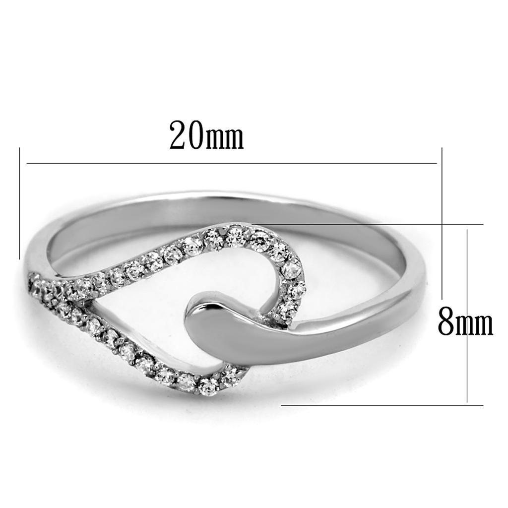 TS269 - Rhodium 925 Sterling Silver Ring with AAA Grade CZ  in Clear - Joyeria Lady