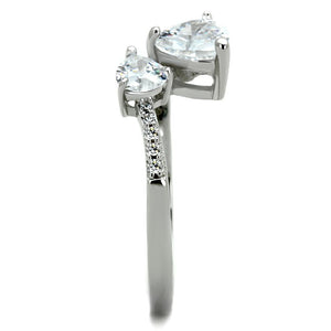 TS271 - Rhodium 925 Sterling Silver Ring with AAA Grade CZ  in Clear