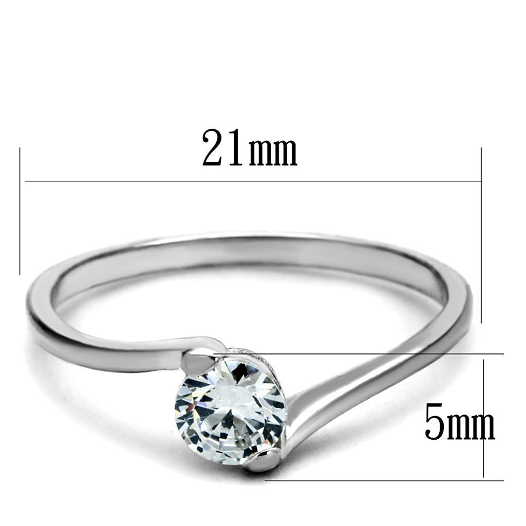 TS272 - Rhodium 925 Sterling Silver Ring with AAA Grade CZ  in Clear - Joyeria Lady