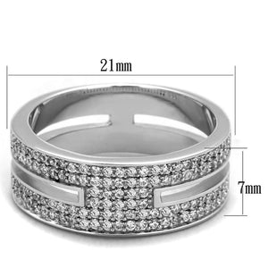 TS273 - Rhodium 925 Sterling Silver Ring with AAA Grade CZ  in Clear