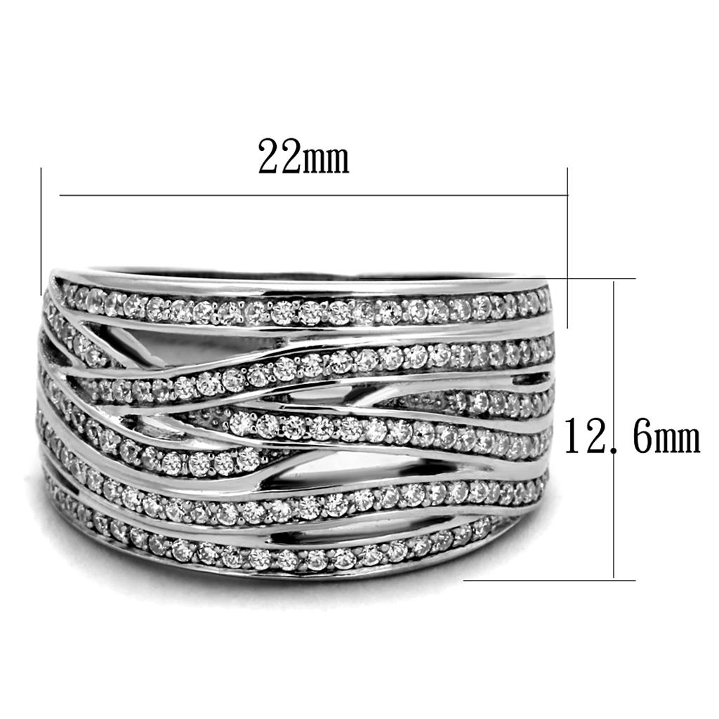 TS274 - Rhodium 925 Sterling Silver Ring with AAA Grade CZ  in Clear - Joyeria Lady