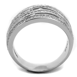 TS274 - Rhodium 925 Sterling Silver Ring with AAA Grade CZ  in Clear
