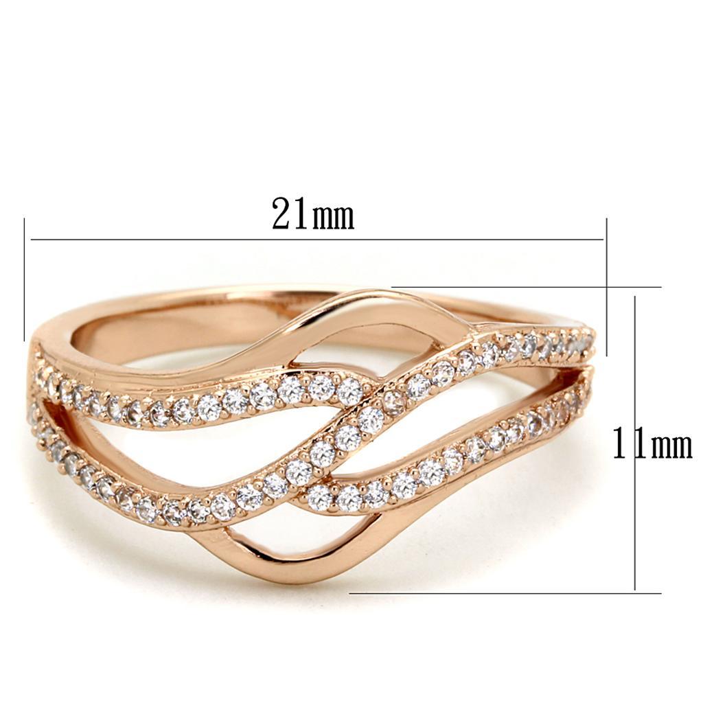 TS276 - Rose Gold 925 Sterling Silver Ring with AAA Grade CZ  in Clear - Joyeria Lady