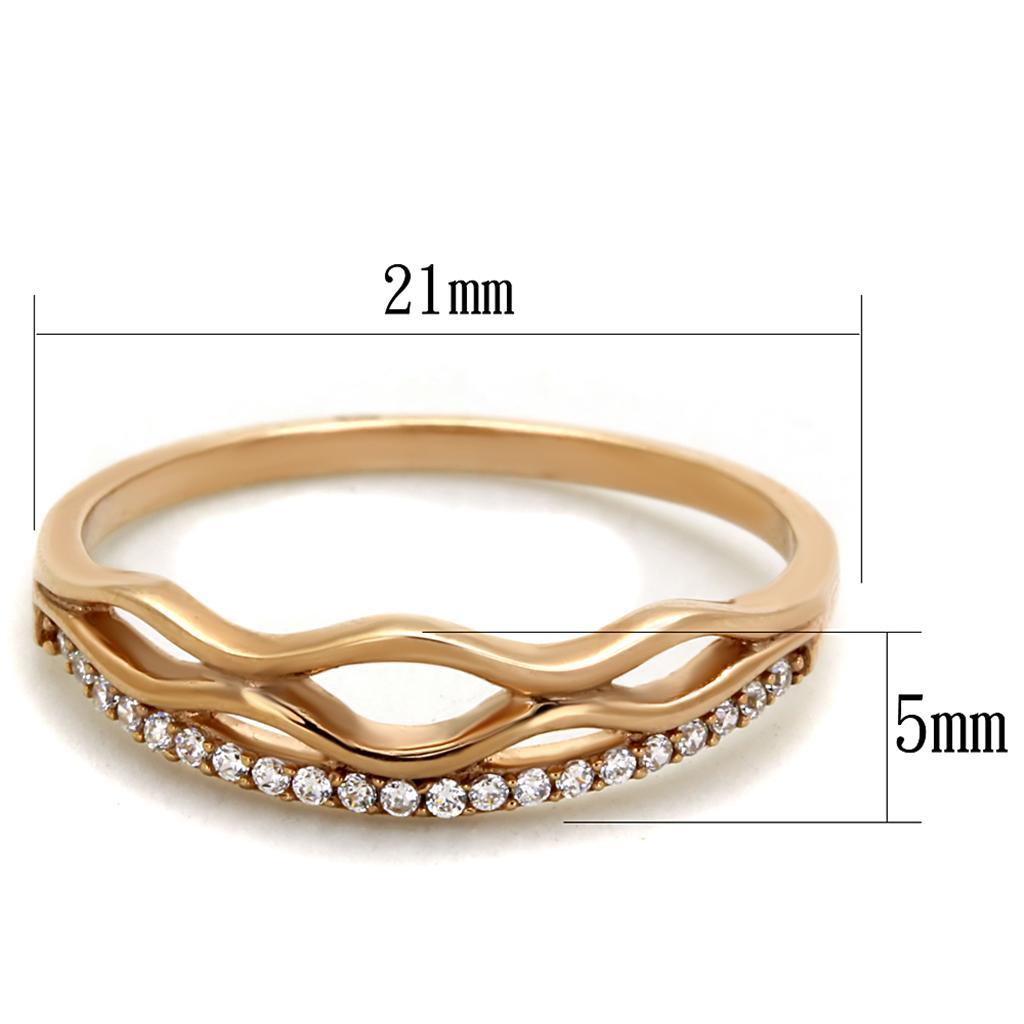 TS278 - Rose Gold 925 Sterling Silver Ring with AAA Grade CZ  in Clear - Joyeria Lady