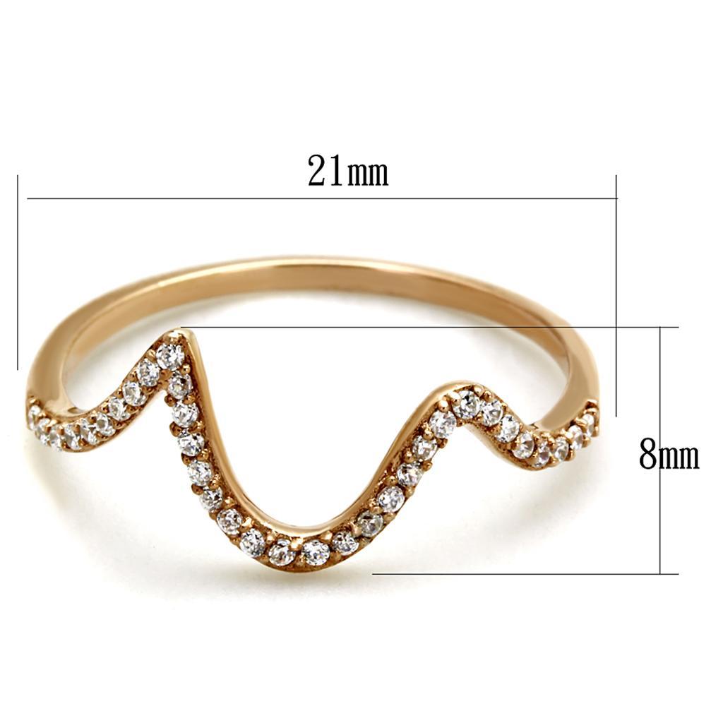 TS280 - Rose Gold 925 Sterling Silver Ring with AAA Grade CZ  in Clear - Joyeria Lady