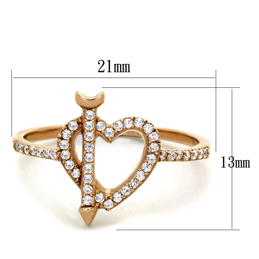 TS281 - Rose Gold 925 Sterling Silver Ring with AAA Grade CZ  in Clear - Joyeria Lady